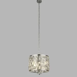 Hängelampen|Wohnzimmerlampen*Searchlight Hängeleuchte rund Ø 38 cm Kristall in Chrom Klar 3x E27