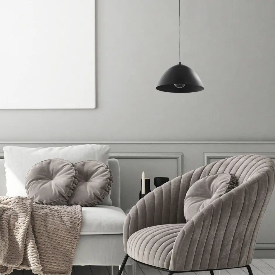 Moderne Lampen|Wohnzimmerlampen*TK Lighting Hängeleuchte rund Ø 33,5 cm Metall Schwarz E27