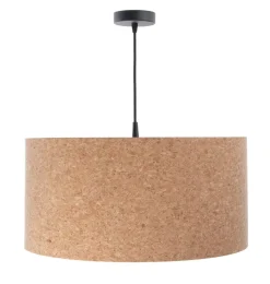 BPS Koncept Hängeleuchte rund Ø 50 cm Modern Kork Natur Schwarz E27< Moderne Lampen|Wohnzimmerlampen