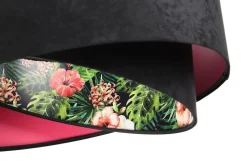 Hängelampen|Bürolampen*BPS Koncept Hängeleuchte rund Ø 50 cm Stoff Velours Optik Tropical E27