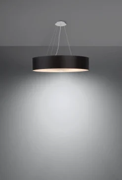 Sollux Hängeleuchte rund Ø 60 cm Stoff Glas 5x E27 Schwarz< Hängelampen|Esszimmer Lampen