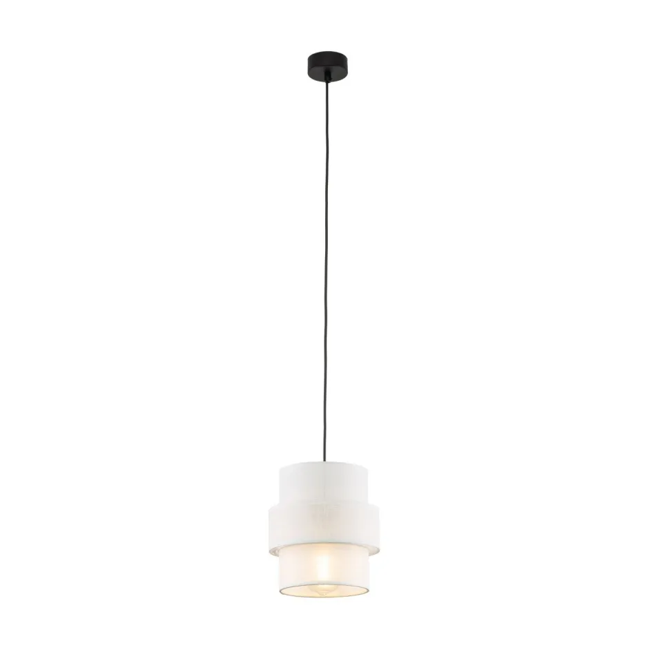 Hängelampen|Bürolampen*TK Lighting Hängeleuchte rund Ø 20 cm Weiß Schwarz E27 Stoff Metall