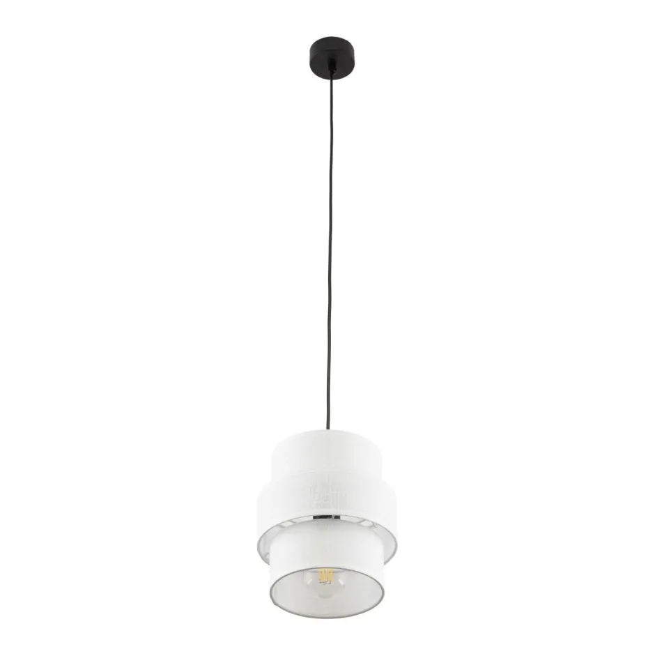 Hängelampen|Bürolampen*TK Lighting Hängeleuchte rund Ø 20 cm Weiß Schwarz E27 Stoff Metall