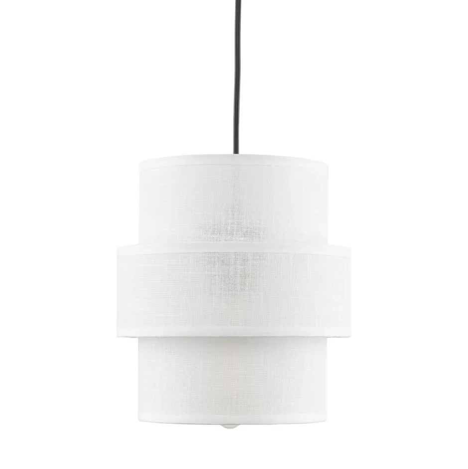 Hängelampen|Bürolampen*TK Lighting Hängeleuchte rund Ø 20 cm Weiß Schwarz E27 Stoff Metall