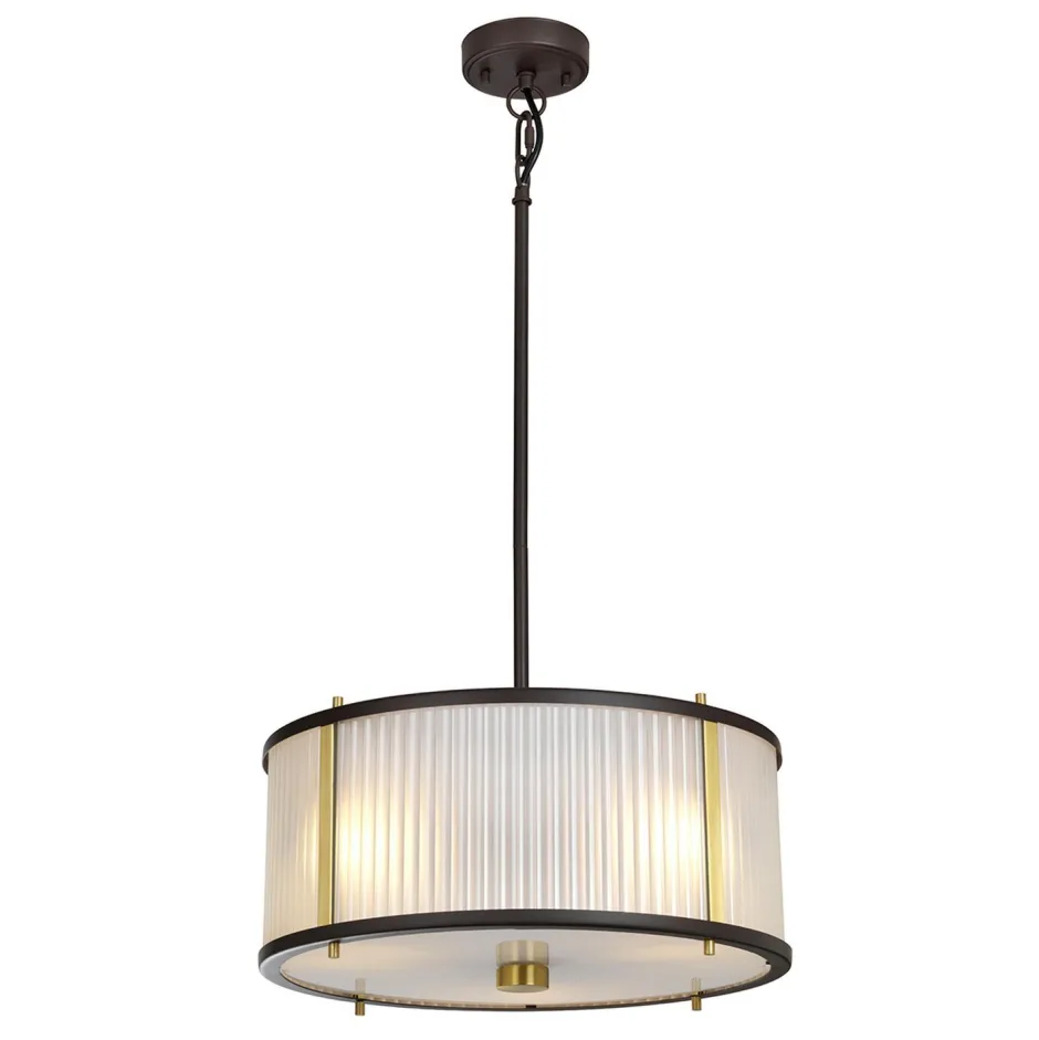 Hängelampen|Esszimmer Lampen*Elstead Hängeleuchte rund 40 cm Jugendstil Glas Stahl 3x E27