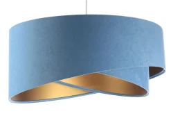 BPS Koncept Hängeleuchte rund D: 50 cm E27 Blau Gold Stoff Velours Optik< Bürolampen|Schlafzimmer Lampen