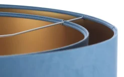 BPS Koncept Hängeleuchte rund D: 50 cm E27 Blau Gold Stoff Velours Optik< Bürolampen|Schlafzimmer Lampen