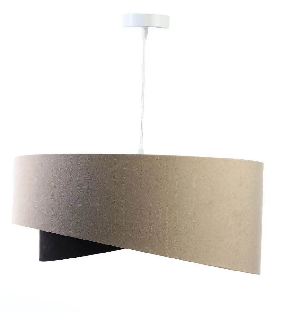 BPS Koncept Hängeleuchte rund D: 50 cm E27 Stoff Beige Schwarz Gold< Wohnzimmerlampen|Schlafzimmer Lampen