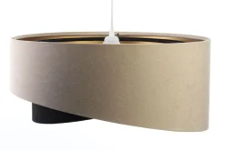 BPS Koncept Hängeleuchte rund D: 50 cm E27 Stoff Beige Schwarz Gold< Wohnzimmerlampen|Schlafzimmer Lampen