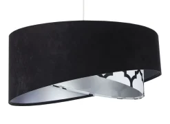 BPS Koncept Hängeleuchte rund D: 50 cm Stoff Velours Optik Schwarz Weiß< Hängelampen|Bürolampen