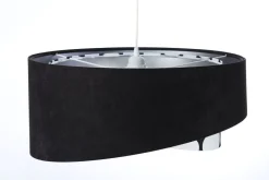 BPS Koncept Hängeleuchte rund D: 50 cm Stoff Velours Optik Schwarz Weiß< Hängelampen|Bürolampen