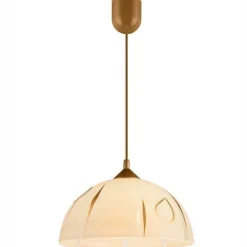 Hängelampen|Esszimmer Lampen*Lamkur Hängeleuchte Rund Gold Retro Esstisch Glas Lampe