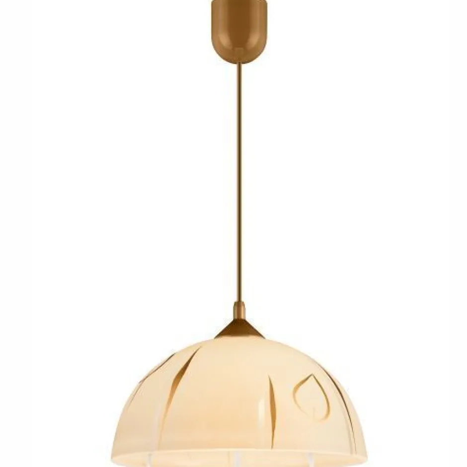 Hängelampen|Esszimmer Lampen*Lamkur Hängeleuchte Rund Gold Retro Esstisch Glas Lampe