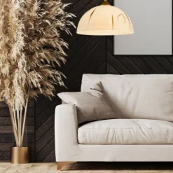 Hängelampen|Esszimmer Lampen*Lamkur Hängeleuchte Rund Gold Retro Esstisch Glas Lampe