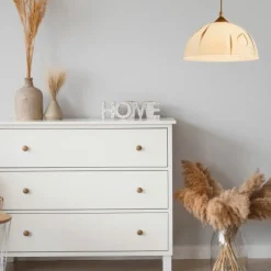 Hängelampen|Esszimmer Lampen*Lamkur Hängeleuchte Rund Gold Retro Esstisch Glas Lampe