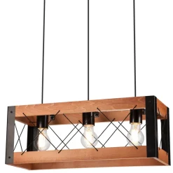 Lamkur Hängeleuchte Rustikal B: 53 cm höhenverstellbar Holz Metall< Bürolampen|Rustikale Lampen