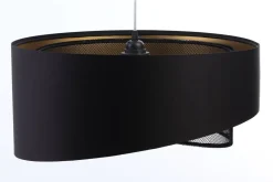 BPS Koncept Hängeleuchte Satin Netz Ø 50 cm E27 rund Schwarz Gold< Hängelampen|Bürolampen
