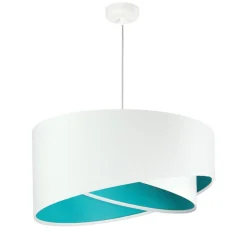 BPS Koncept Hängeleuchte Schirm Weiß Türkis Stoff rund Ø50cm< Hängelampen|Esszimmer Lampen