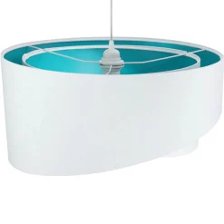 BPS Koncept Hängeleuchte Schirm Weiß Türkis Stoff rund Ø50cm< Hängelampen|Esszimmer Lampen