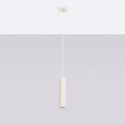 Sollux Hängeleuchte schmal Ø 8 cm Aluminium in Creme für GU10 BERTA< Hängelampen|Wohnzimmerlampen