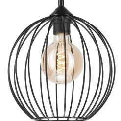 Lamkur Hängeleuchte Schwarz Ø 24 cm Metall Draht Schirm E27 KARNA< Hängelampen|Bürolampen