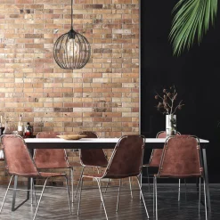 Lamkur Hängeleuchte Schwarz Ø 24 cm Metall Draht Schirm E27 KARNA< Hängelampen|Bürolampen