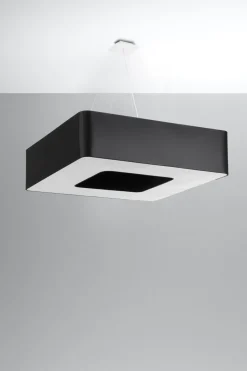 Hängelampen|Esszimmer Lampen*Sollux Hängeleuchte Schwarz 80 cm breit Stoff 8x E27 eckig