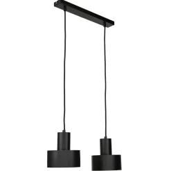 Hängelampen|Esszimmer Lampen*Sigma Hängeleuchte Schwarz breiter Schirm Retro 2 flmg