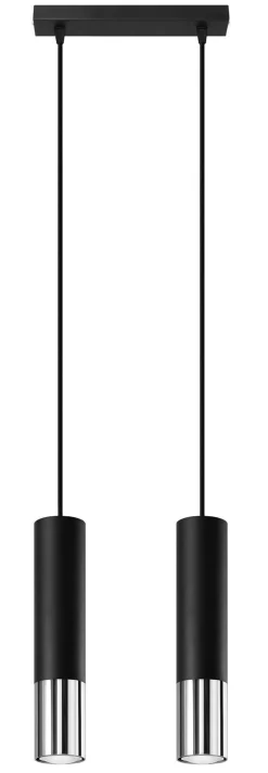 Hängelampen|Wohnzimmerlampen*Sollux Hängeleuchte Schwarz Chrom 2-flammig Metall verstellbar