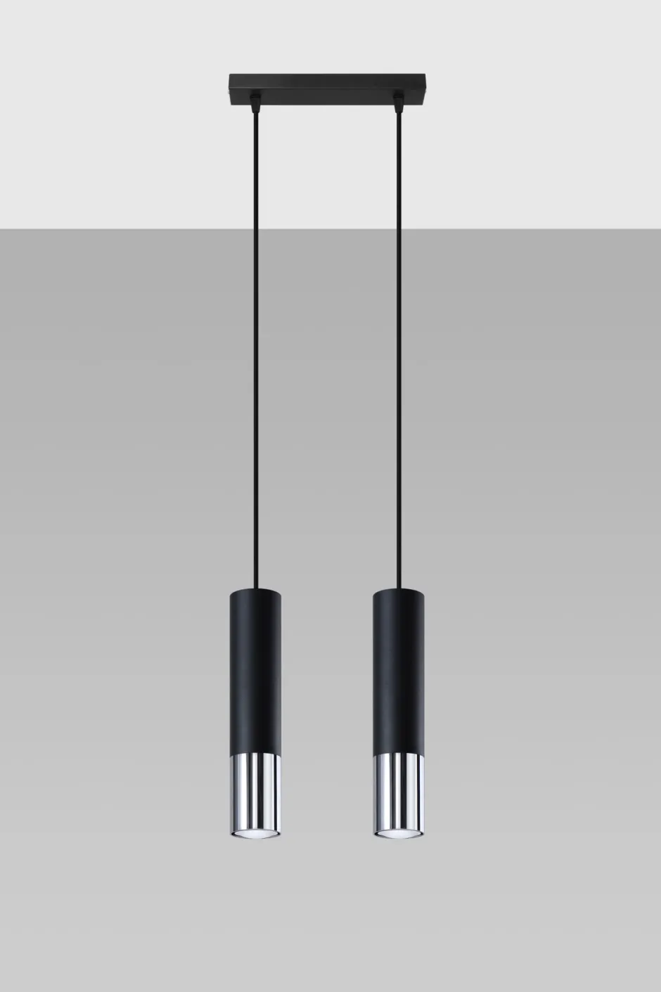 Hängelampen|Wohnzimmerlampen*Sollux Hängeleuchte Schwarz Chrom 2-flammig Metall verstellbar