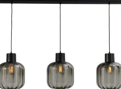 Hängelampen|Glaslampen*Masterlight Hängeleuchte Schwarz 3-flammig Glas Metall verstellbar