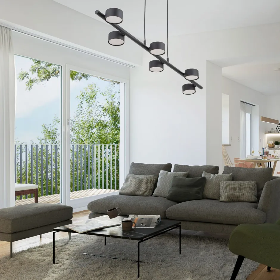 Wohnzimmerlampen|Moderne Lampen*TK Lighting Hängeleuchte Schwarz 6-flammig länglich Esstisch