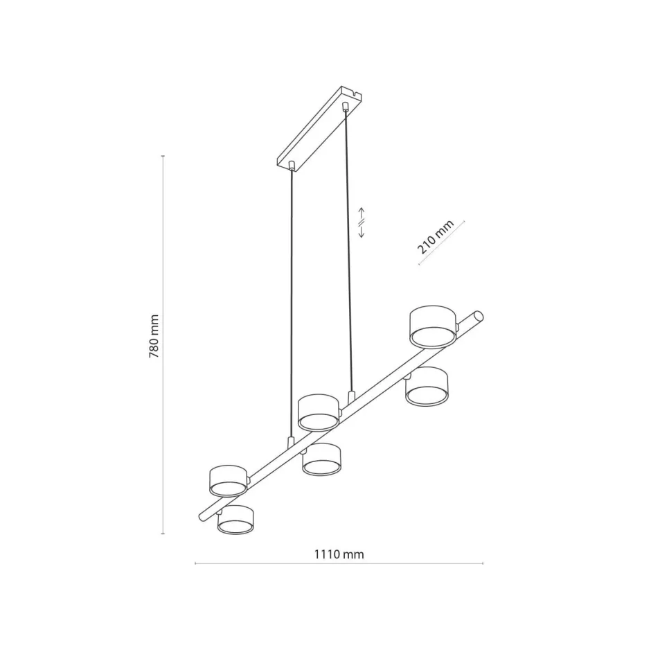 Wohnzimmerlampen|Moderne Lampen*TK Lighting Hängeleuchte Schwarz 6-flammig länglich Esstisch