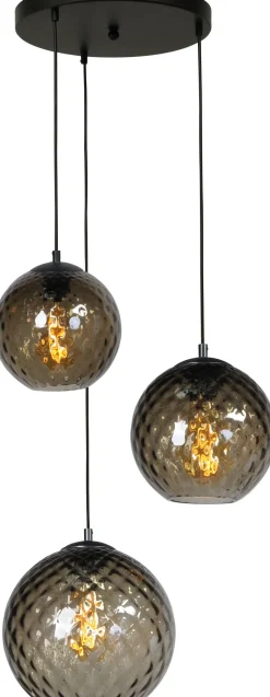 Kugellampen|Glaslampen*Masterlight Hängeleuchte Schwarz 3-flammig verstellbar Kugelschirme