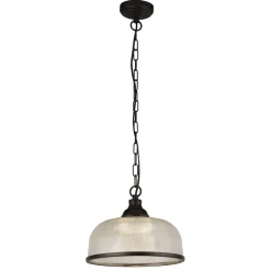 Wohnzimmerlampen|Glaslampen*Searchlight Hängeleuchte Schwarz Glas Metall Ø 27 cm H: max. 1,2 m