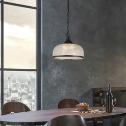 Wohnzimmerlampen|Glaslampen*Searchlight Hängeleuchte Schwarz Glas Metall Ø 27 cm H: max. 1,2 m