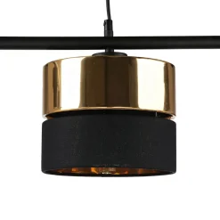 Stofflampen|Moderne Lampen*TK Lighting Hängeleuchte Schwarz Gold verstellbar Metall Stoff E27