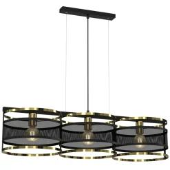 Hängelampen|Esszimmer Lampen*Luminex Hängeleuchte Schwarz Gold Esstisch Mesh Metall MURINE