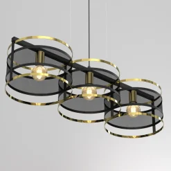 Hängelampen|Esszimmer Lampen*Luminex Hängeleuchte Schwarz Gold Esstisch Mesh Metall MURINE