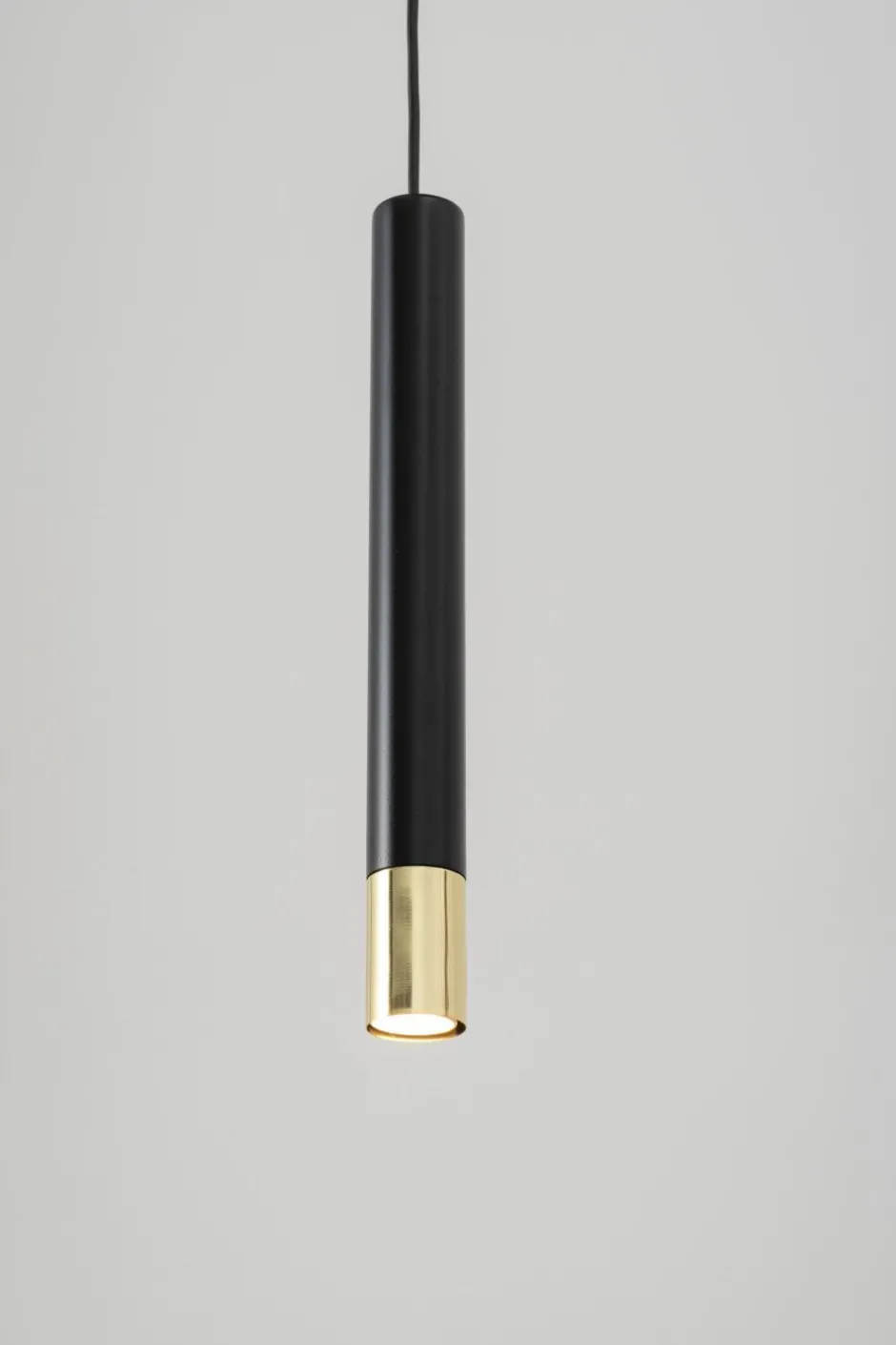 Sigma Hängeleuchte Schwarz Gold Modern Metall Ø8cm schmal< Moderne Lampen|Wohnzimmerlampen