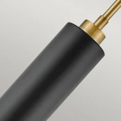 Hängelampen|Wohnzimmerlampen*Elstead Hängeleuchte Schwarz Messing D: 33 cm Metall Glas 2x E27