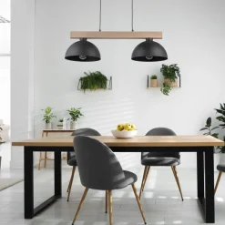 TK Lighting Hängeleuchte Schwarz Metall Holz länglich E27 Esszimmer< Lampen Aus Aller Welt|Skandinavische Lampen