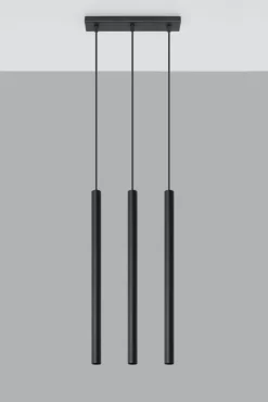 Moderne Lampen|Wohnzimmerlampen*Sollux Hängeleuchte Schwarz Metall 3-flammig G9 PETERA Küche