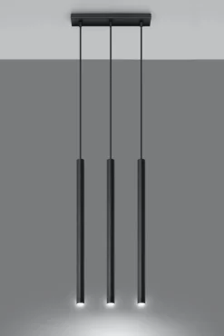 Moderne Lampen|Wohnzimmerlampen*Sollux Hängeleuchte Schwarz Metall 3-flammig G9 PETERA Küche