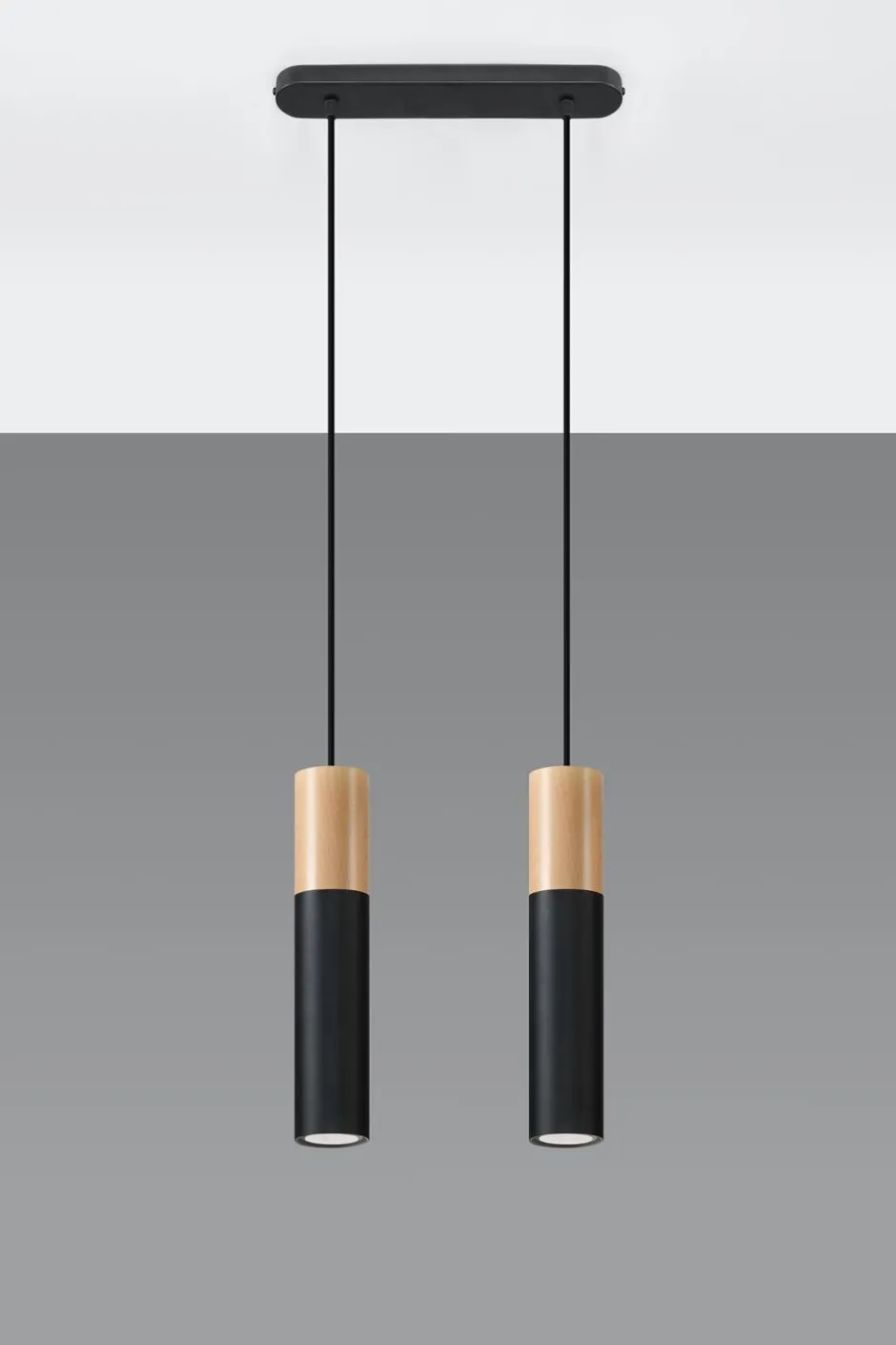 Sollux Hängeleuchte Schwarz Metall Holz Skandinavisch 2-flmg< Hängelampen|Esszimmer Lampen