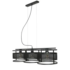 Wohnzimmerlampen|Esszimmer Lampen*Luminex Hängeleuchte Schwarz Modern 3-flammig Mesh Metall E27