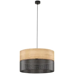 Bürolampen|Schlafzimmer Lampen*TK Lighting Hängeleuchte Schwarz Natur Ø 50 cm verstellbar 3x E27 Modern