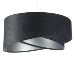 BPS Koncept Hängeleuchte Schwarz Silber E27 D: 50 cm Stoff Velours Optik< Bürolampen|Schlafzimmer Lampen