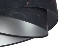 BPS Koncept Hängeleuchte Schwarz Silber E27 D: 50 cm Stoff Velours Optik< Bürolampen|Schlafzimmer Lampen