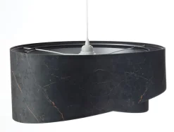 BPS Koncept Hängeleuchte Schwarz Silber E27 D: 50 cm Stoff Velours Optik< Bürolampen|Schlafzimmer Lampen